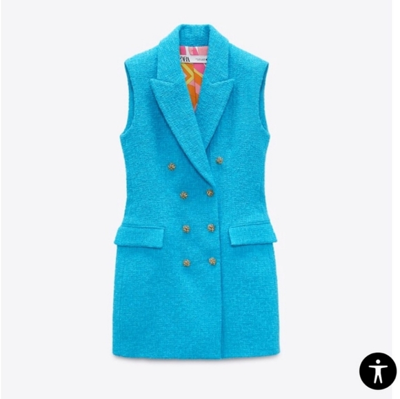 NWT Zara * Textured Tweed Vest Waistcoat Blazer Dress - Picture 10 of 15